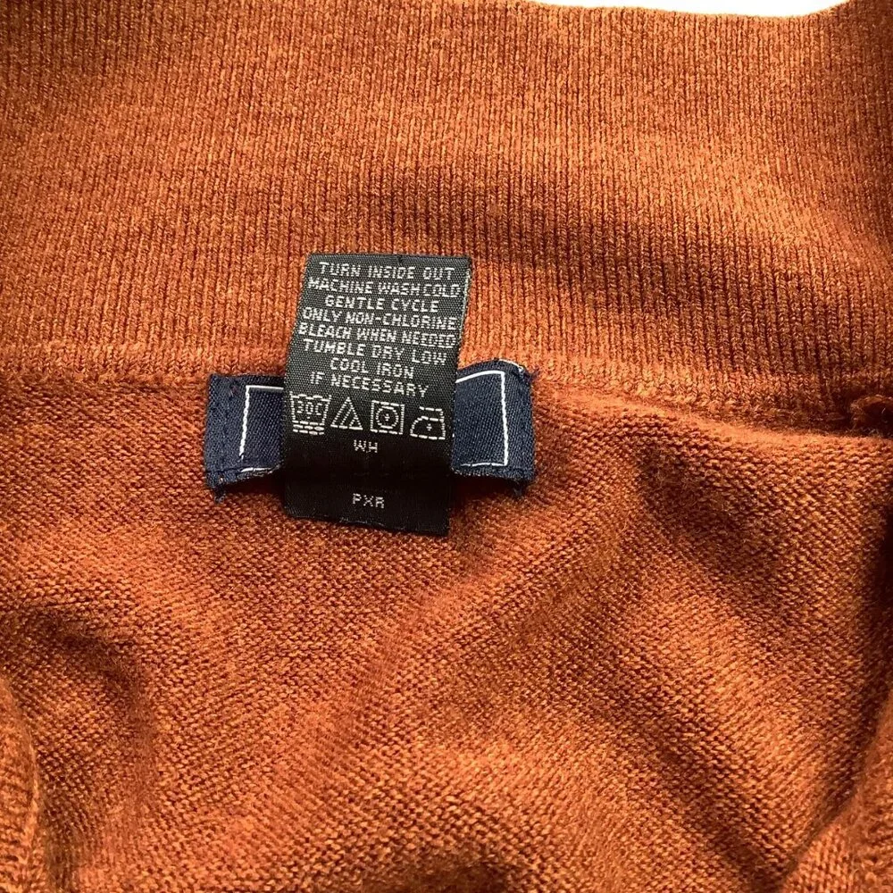 Dockers 3XL Rust Orange Acrylic Sweater With Diamond Pattern & Buttoned Collar - Picture 7 of 7